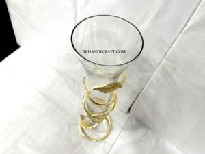 Nuevo Jarrón de Vidrio Moderno Personalizado I K, Diseño de Hoja de Oro Niquelado Extraíble, Centro de Mesa Duradero para Bodas, Decoraciones de Mesa - Product Image 3