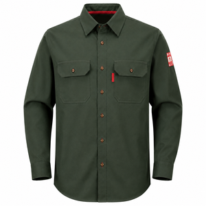 Chemise de travail personnalisée en coton ignifuge, couleur unie, vêtements de sécurité, manches longues, vêtements de protection, uniformes en gros, OEM - Product Image 2