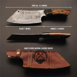 Brand New Edition Handmade Damascus Steel Raindrop Chef Cleaver Knife w/Exotic Wood Handle 12" Extra Sharp Kitchen Chopper Knife - Product Image 3