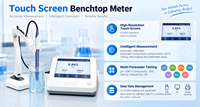 Testeur de qualité de l'eau de laboratoire à écran tactile, pH-mètre, ORP-mètre, conductimètre, EC-mètre, TDS-mètre, mesureur d'oxygène dissous
