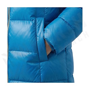 Hooded Quilted Waterproof <b>Bubble</b> Jacket Black Full Sleeve Winter Windproof Cotton Shell Knitted Fabric Polyester Filling Stand - Product Image 5