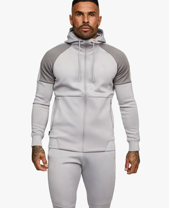 Chándal Deportivo Personalizado para Hombre, Color Gris, con Capucha, Cierre Completo, Bolsillos Laterales, Material Transpirable de Poliéster y Elastano, para Otoño - Product Image 4
