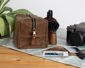 Leather Canvas Zipper for Bag Waterproof Travel Organizer Cosmetic <b>Storage</b> Dopp Kit Large Capacity LCTB-0085 - Product Image 1