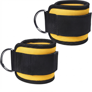 Heavy Duty Neoprene Ankle Cuffs Support Strap with Secure D-<b>Rings</b> for Cable Crossover Exercises and Lower Body Gym Training - Product Image 2