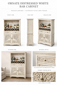 Mueble Bar de Madera Maciza de Primera Calidad con Diseño de Pavo Real y Vinoteca para Interiores Clásicos, Disponible para la Venta - Product Image 5