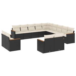 Ensemble de canapés de jardin en rotin noir, meubles d'extérieur réglables, design contemporain, coussins en mousse haute densité - Product Image 4