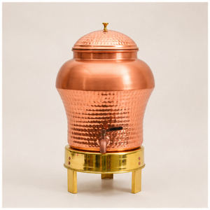 Copper Hammered Water Dispenser with Stand and Leak-Proof Tap Copper <b>Storage</b> Pot for Drinking Water Water Tank for Home & Office - Product Image 1