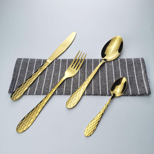 Ensemble de couverts en métal de style traditionnel, couteau, cuillère, fourchette, or, 4 pièces, en acier inoxydable, ensemble de couverts - Product Image 2