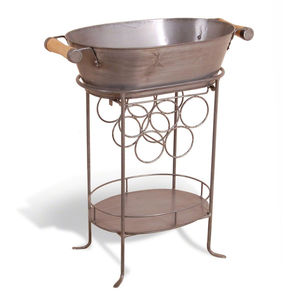 Bac à boissons ovale en acier galvanisé embossé au design moderne avec support pliable en fer noir, décoration vintage style ferme pour événement intérieur - Product Image 3