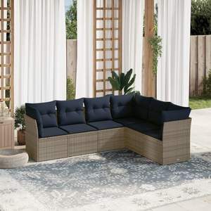 Conjunto de Sofá de Jardín de Mimbre Sintético de 6 Plazas con Cojines, Muebles de Estilo Contemporáneo para Exteriores - Product Image 1