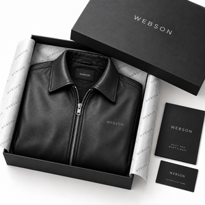 Blouson moto en cuir véritable noir pour homme Webson, col rabattu, fermeture éclair, coupe classique, style automne, best-seller personnalisé - Product Image 5
