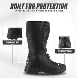 Chaussures de moto pour hommes, bottes de course en cuir imperméables à la cheville, semelle antidérapante, chaussures longues imperméables - Product Image 3