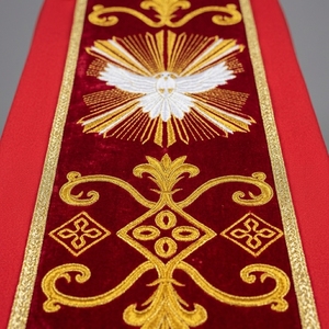 Chasuble de prêtre brodée rouge, robe médiévale, cape catholique en polyester, costume de cérémonie religieuse, costume d'Halloween - Product Image 4