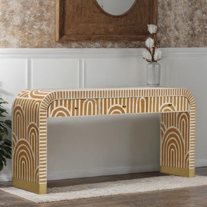 Table console artisanale éco-responsable en os incrusté, durable, dernière collection de meubles de salon indiens, moderne et unique - Product Image 3