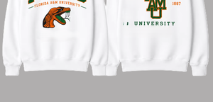 Sudadera de cuello redondo FAMU para mujer al por mayor, de mezcla de algodón grueso, estilo vintage de invierno, con gráfico de la Universidad Agrónoma y Mecánica de Florida - Product Image 3