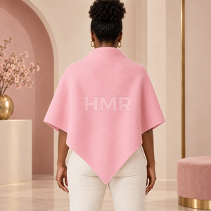 HMR Sorority Sisterhood Pink Wool Blend Poncho Shawl With Shawl Collar Elegant Winter Warm <b>Cape</b> Solid Color - Product Image 4