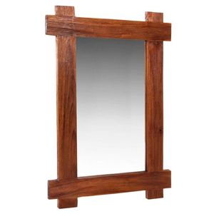 Cadre de miroir en bois écologique avec finition en bois naturel, bordure de miroir décorative faite à la main pour chambre à coucher, salle de bain, salon - Product Image 1