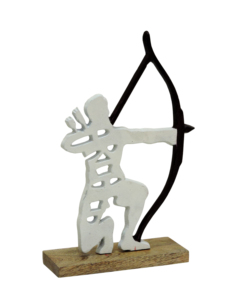Estatua de Arquero de Aluminio Hecha a Mano, Figura Abstracta de Metal con Arco y Flecha, Base de Madera de Mango, Decoración para el Hogar - Product Image 4