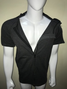 T-shirt décontracté à manches courtes, col rond, avec fermetures éclair sur les côtés et sur les épaules/les manches, antibactérien, 100% coton et élasthanne - Product Image 6