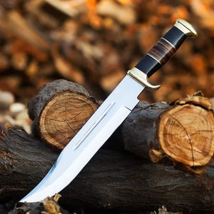 Cuchillo Bowie de Supervivencia y Caza de Acero de Damasco Premium, Ligero, con Hoja Curva y Mango de Hueso Turquesa, Garantía de 3 Años - Product Image 2