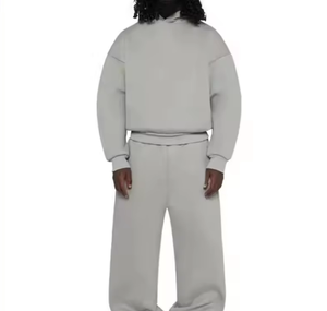 Ensemble de survêtement unisexe à capuche imprimé vert, 100 % coton, coupe classique, couleur unie, tenue décontractée, poches latérales, taille élastique - Product Image 1