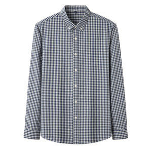 Camisa de Franela a Cuadros de Manga Larga para Hombre, Cuello con Botones, Informal, Otoño, 100% Algodón, Antiarrugas, Manga Larga, Tejida - Product Image 4