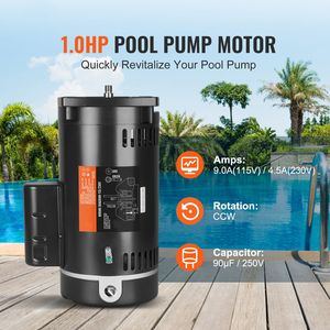 Motor de Bomba para Piscina de 1 HP, 3450 RPM, 60 Hz, con Capacitor de 90 F/250 V, Rotación CCW, Carcasa 56Y, 115 V/230 V, 9/4.5 Amperios, Factor de Servicio 1.25 - Product Image 4