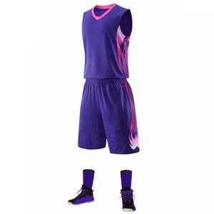 Professional Basketball Uniform Set Game Day Jerseys Shorts Breathable Moisture Wicking 100% <b>Polyester</b> Fabric Adult Men's - Product Image 2