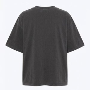 Nouveaux T-shirts gris surdimensionnés pour femmes avec logo personnalisé, très vendus – T-shirts vierges en coton épais à épaules tombantes, fabrication de vêtements de mode - Product Image 2