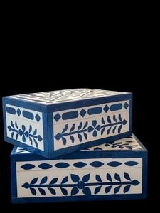 Caja de Almacenamiento Decorativa Ecológica de Resina Antigua, Diseño Geométrico Gris con Incrustaciones de Hueso, para Sala de Estar y Cocina - Product Image 6