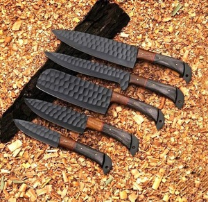 Five-Piece Chef <b>Set</b> with Pakka Wood Handle High Carbon Steel Handmade Durable <b>Sharp</b> Straight Edge Christmas Gift for Him - Product Image 4