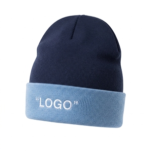 Bonnet d'hiver tricoté unisexe bicolore, épais, double couche, chaud, personnalisable avec broderie, pour temps froid - Product Image 4