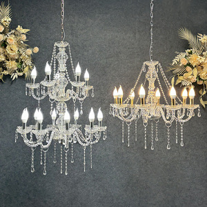 LANJO Luxury Metal <b>Crystal</b> <b>Chandelier</b> Hanging Pendant Light Water Drop Shape Ceiling Decor for Wedding Party Events - Product Image 1