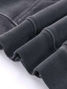 Sudadera con capucha gruesa de 500 g/m² de forro polar, con lavado mineral digital, transpirable, de corte holgado, con ribete deshilachado, estilo streetwear. - Product Image 4