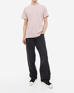 T-shirt homme col en V uni, style streetwear hip hop, 100% coton, surdimensionné, vintage, personnalisable - Product Image 2