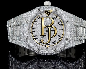 Montre analogique à quartz de luxe pour homme Briva B-05-3, carrée, en acier inoxydable, avec calendrier, sertie de diamants, résistante à l'eau 10 bars, écologique - Product Image 1