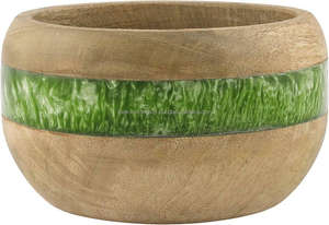 Ensaladera de madera de acacia con barniz vintage, cuenco tallado de madera para servir, cuenco grande de resina epoxi y madera de Falak World Export - Product Image 6