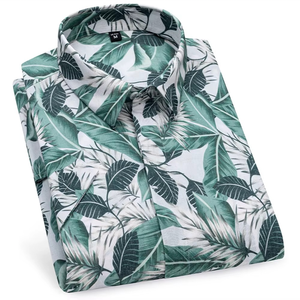 Chemises Hawaïennes pour Hommes en Lin à Boutons, Chemises de Plage Aloha Florales, Chemises Polo de Golf pour Hommes, Chemises Polo Hawaïennes pour Hommes - Product Image 1