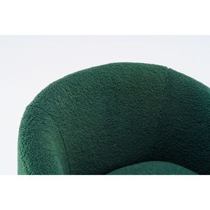 Fauteuil pivotant en tissu Teddy vert foncé avec anneau métallique noir en poudre pour salon - Product Image 3