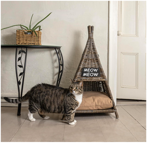 Artex HaiNam Woven Rattan Cat <b>Bed</b> Cave Triangle Shape Indoor All Seasons Removable Cushion <b>Comfortable</b> Pet <b>Bed</b> for Cats - Product Image 2