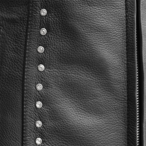 Women Genuine Leather Vest <b>Black</b> Casual Sleeveless V Neck Rhinestone Zip Up Biker <b>Waistcoat</b> Top Selling Fashion <b>Lady</b> Outerwear - Product Image 6