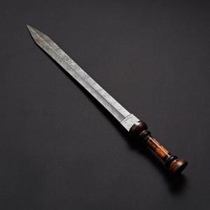 Espada romana Gladius de Damasco con hermoso mango y funda de cuero incluida - Product Image 2