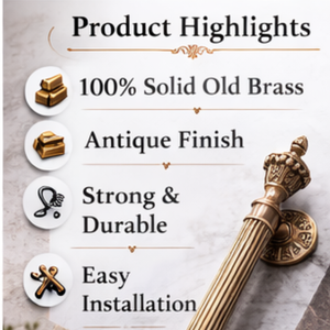 Manija de Puerta de Latón Sólido de Lujo Estilo Bastión Real |   Pilar Reforzado Moderno y Duradero para Exteriores, Decorativo para Entrada Principal de Hotel - Product Image 6