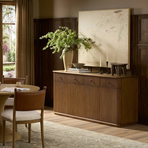 Aparador de Madera de Teca Maciza de 72 Pulgadas con 4 Puertas y 2 Cajones - Product Image 1