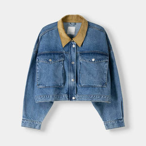 Veste en jean courte pour femme, articles de qualité supérieure, respirante, coupe-vent, effet délavé, vestes en jean fantaisie pour femme - Product Image 1