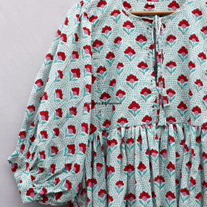 Beautiful floral Cotton Block Printed dress Dress For Casual wear Hand Block Printed Dress - Product Image 4