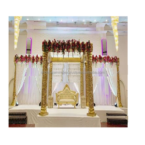 Golden Carved Mandap Decorations Indian-themed <b>Wedding</b> Props Durable Fiber Reinforced Plastic LED Lighting Custom <b>Box</b> Packaging - Product Image 1
