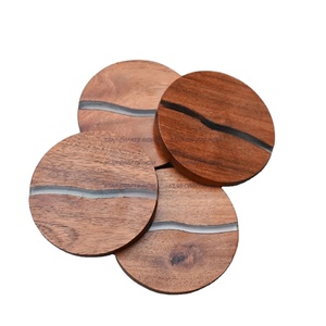 Nuevo diseño indio hecho a mano de madera y resina forma redonda Color marrón posavasos conjunto vajilla utilizada con la mejor calidad - Product Image 1
