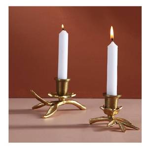 Nouvelle Arrivée Porte-bougie en feuille de palmier avec finition dorée, Décoration de table, Porte-bougie pour cheminée, Porte-bougie pour occasions festives - Product Image 3