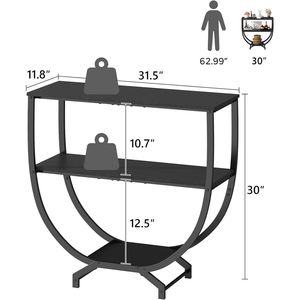 Rustic <b>Black</b> 3-Tier <b>Console</b> Table 30\" Height for Entryway or Behind Couch Sofa Table - Product Image 2
